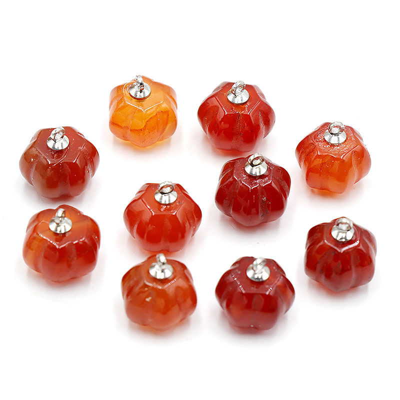 Colgante de cristal de calabaza de Halloween, piedra Natural, dijes para manualidades para hacer joyería, pendiente, collar, accesorios hechos a mano