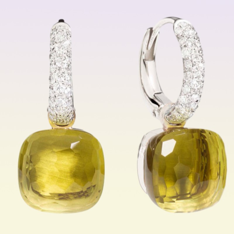 Baoyocn os Brincos quadrados de doces de cristal facetados 3 cor de ouro embutido zircão CZ Brincos de gotas de água da moda Jóias 2207719698