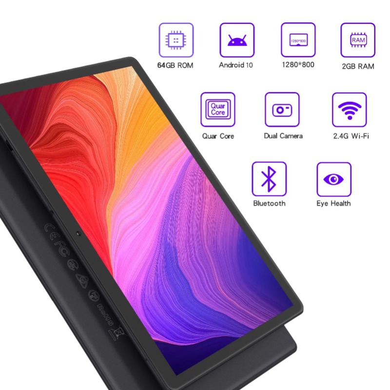 PRITOM 10 Polegada Tablet PC com Slot SIM Android 10 64 GB Quad Core Touch Screen WiFi GPS Suporte 3G Chamada Telefônica