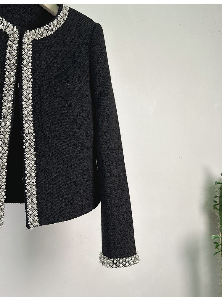 912 XXXL 2023 Mailand Runway Herbst Damen-Outwear Langarm-Mantel mit Rundhalsausschnitt Knopf Schwarz Weiß Modekleidung Damen Herren