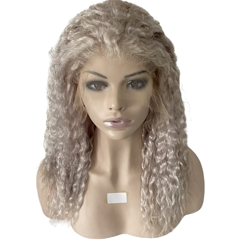 Cabelo humano virgem mongol cinza prateado 150% densidade dupla desenhada 13x5 HD peruca frontal de renda suíça para mulher branca