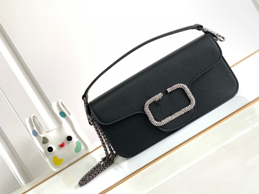 Borsa firmata da donna Borsa con patta piccola in pelle Borsa a tracolla di lusso con catena staccabile Borsa con clip decorata in cristallo borsa da donna in pelle di alta qualità