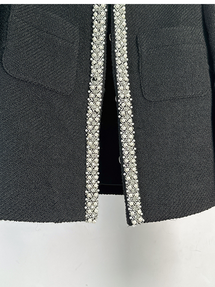 912 XXXL 2023 Mailand Runway Herbst Damen-Outwear Langarm-Mantel mit Rundhalsausschnitt Knopf Schwarz Weiß Modekleidung Damen Herren