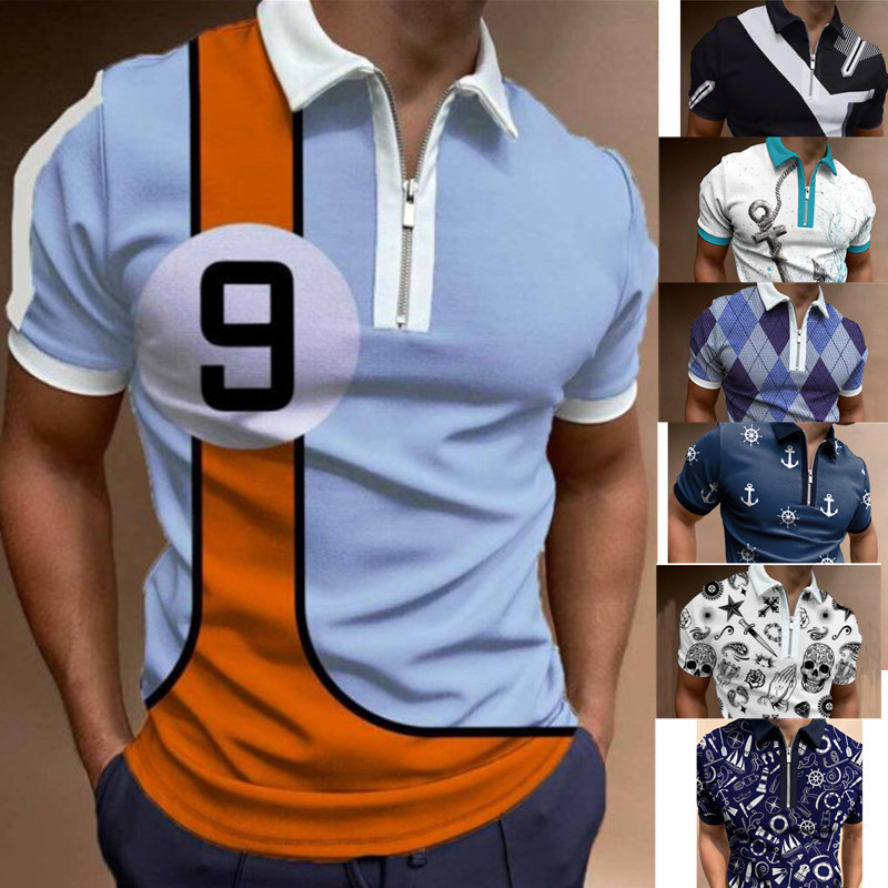 Designer di stampa Mens Stylist Polo Camicie da uomo di lusso Manica corta Moda Casual Maglietta estiva da uomo Pullover Cerniera Magliette Taglia S-3XL