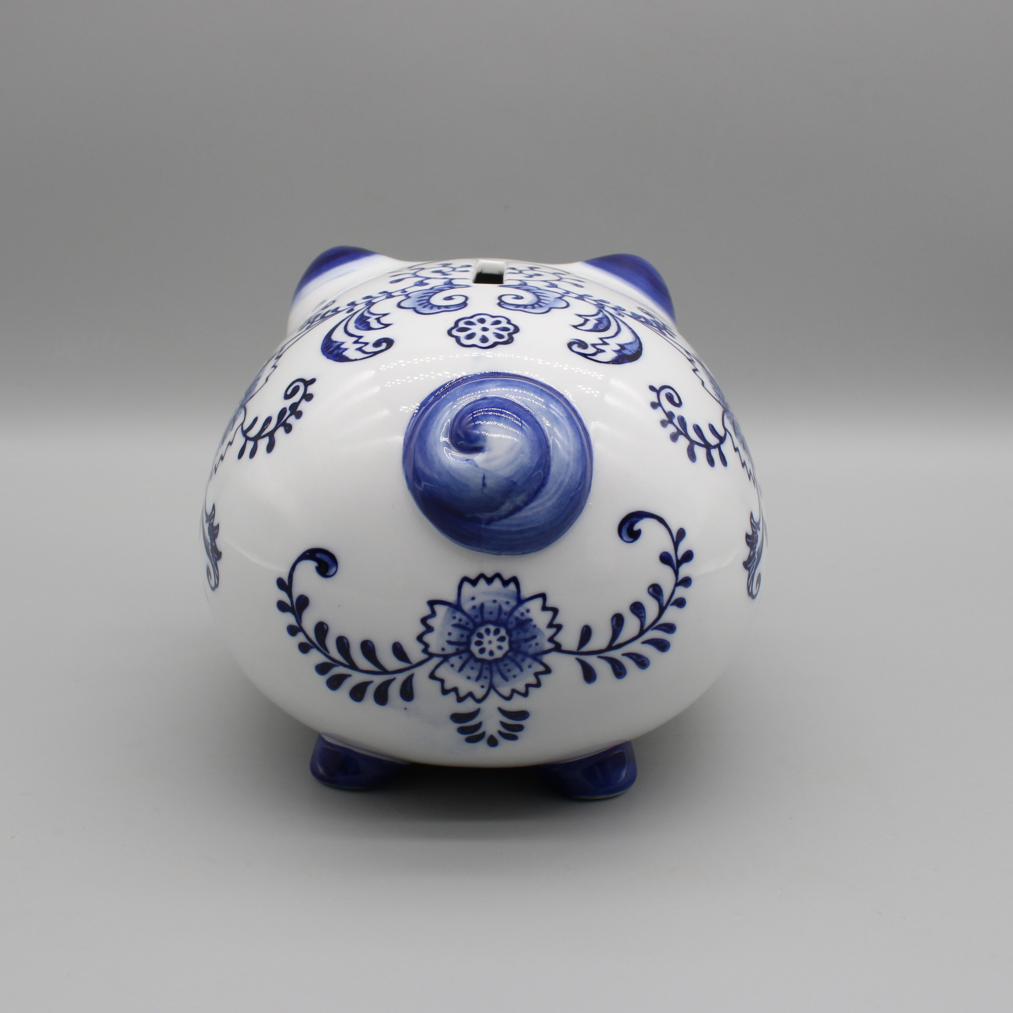 Tirelire en céramique, cochon en céramique, céramique bleue et blanche, accessoire de table, décoration de la maison