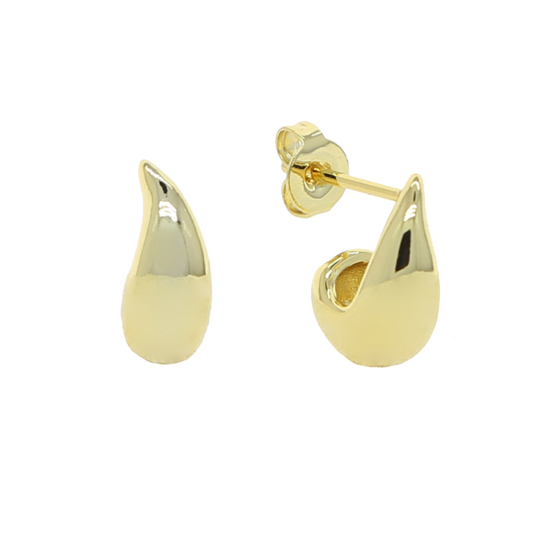 Ny designer Gold Color Chunky Dome Teardrop Peas Shape Stud Earrings Mini Glossy High Polished Fashion Hip Hop Women Lady Festival Gift Jewelry