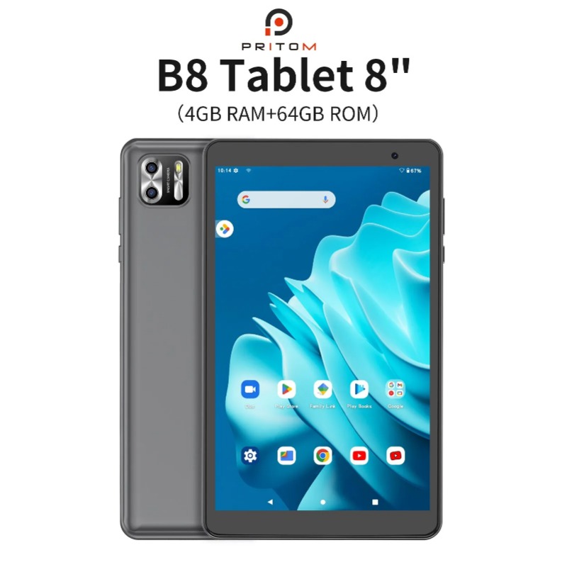 Pritom 8 Polegada tablet android 13, 8gb 4 + 4 expandir ram 64gb rom, 1tb expandir, tela ips 1280x800 bateria 5000mah, câmera dupla, wifi