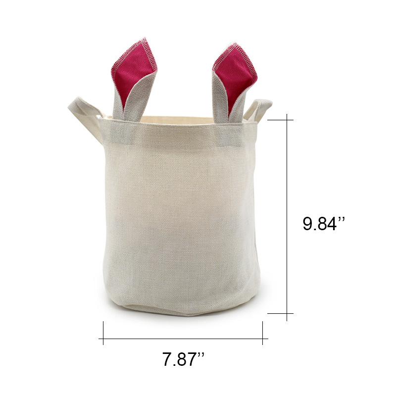 Storage Bags Sublimation DIY White Blank Linen Rabbit Ears Bucket Shaped Handbag Mix Color