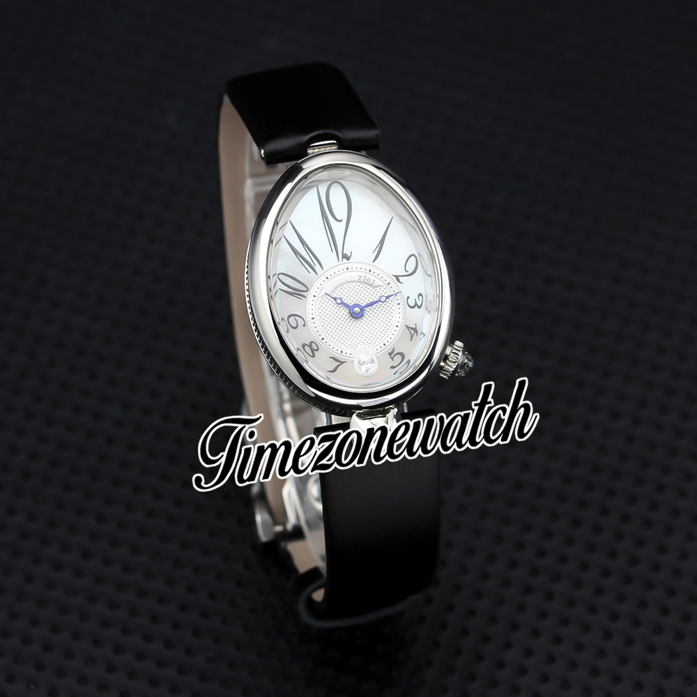 Nuovo Reine de Naples 8918BA orologio svizzero al quarzo da donna cassa in acciaio quadrante MOP indici arabi cinturino in pelle nera orologi da donna TWBG Timezonewatch Z01A