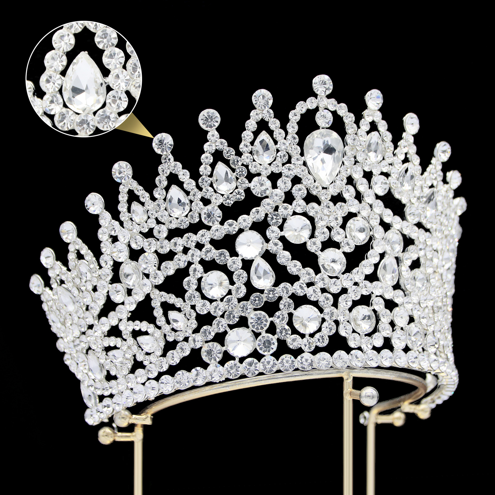 Diadème et couronne en argent pour femmes, couronnes en cristal, diadèmes de princesse en strass, accessoires de cheveux de mariage pour mariée, anniversaire, Halloween, Cos-play, Noël