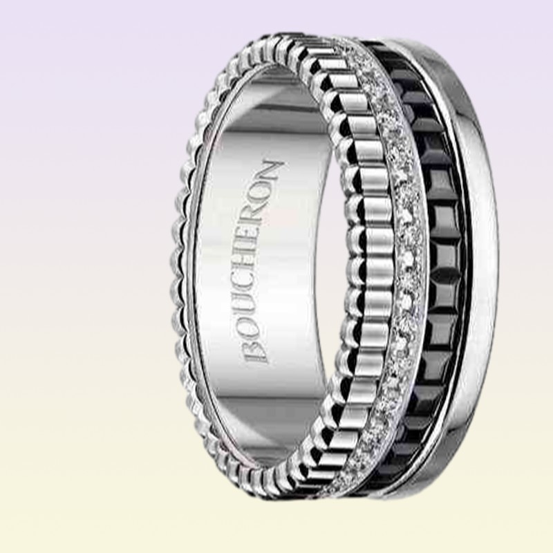 Ingranaggio diamantato in ceramica intarsiata diamantato può ruotare le versioni larghe amanti039 gioielli Love Comes qi wei039s stesso ring9963151