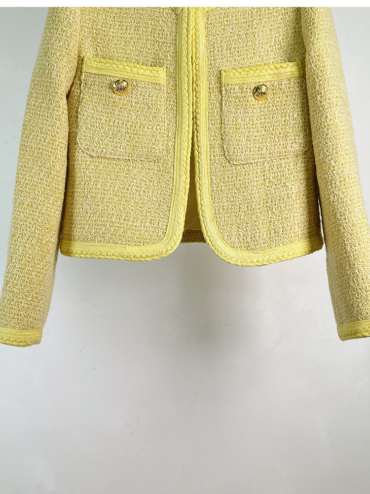 916 XXXL 2023 Milano Runway Autunno capispalla da donna Manica lunga Girocollo Cappotto Bottone Giallo Rosa Abiti moda Donna uomo