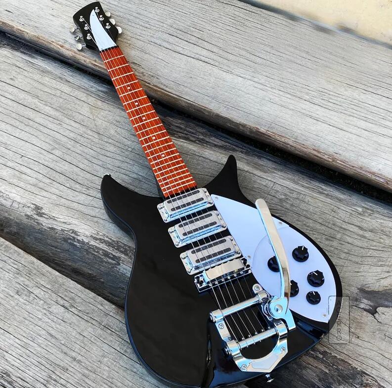 Tremolos Sistem Köprüsü Ricken 325 Elektro Gitar Siyah Renk 3 Pikaplar Yüksek Kaliteli Guitarra