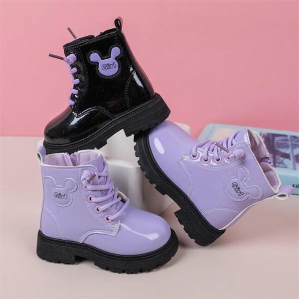 New autumn and winter solid color simple and comfortable zipper Martin boots for boys and girls children's sewing booties