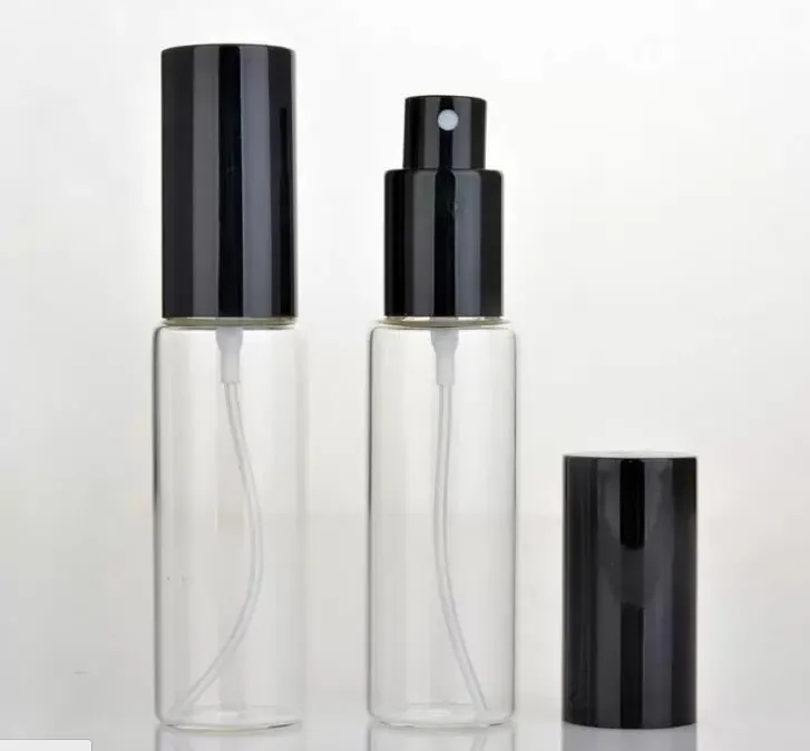 Partihandel högkvalitativ 30 ml glas parfymflaskor Rensningsflaskor 30 ml tom doftförpackningsflaska med svart silverguldlock