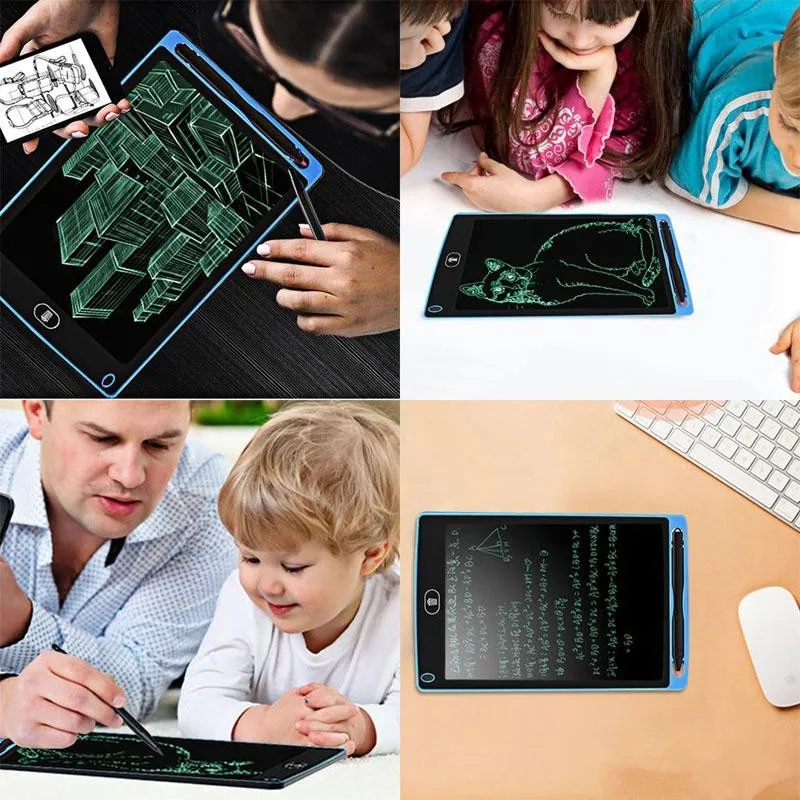 8,5 polegadas LCD Escrita Tablet Prancheta Quadro negro Almofadas de caligrafia Presente para adultos Crianças Bloco de notas sem papel Comprimidos Memos Escrita verde ou colorida com caneta