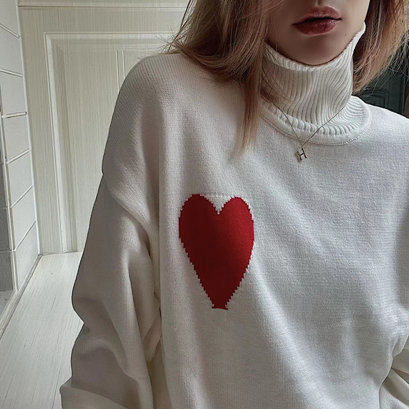 Fashion womens sweater designer sweater round neck love pattern letter embroidery women knitwear autumn simple solid color temperament generous casual sweater