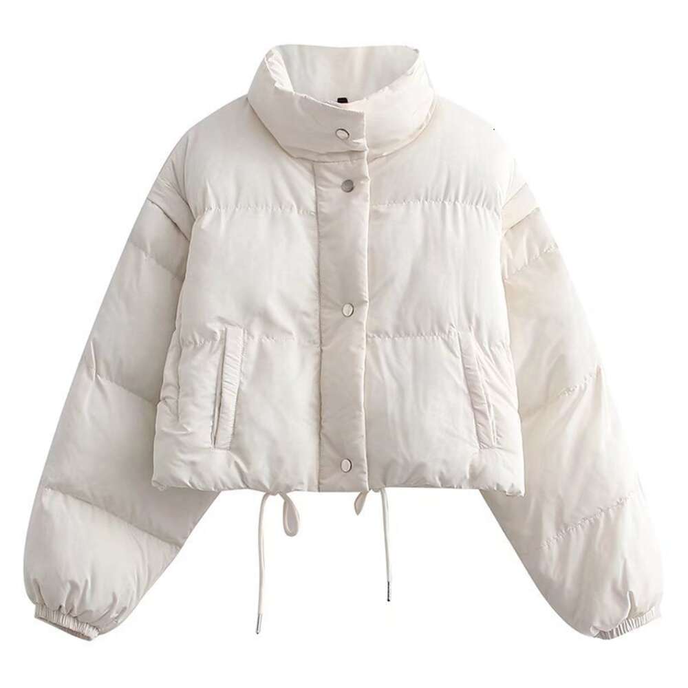 Za Women`s Ra Stand Neck Loose Detachable Sleeves Short Bread Jacket Cotton Jacket Cotton Jacket