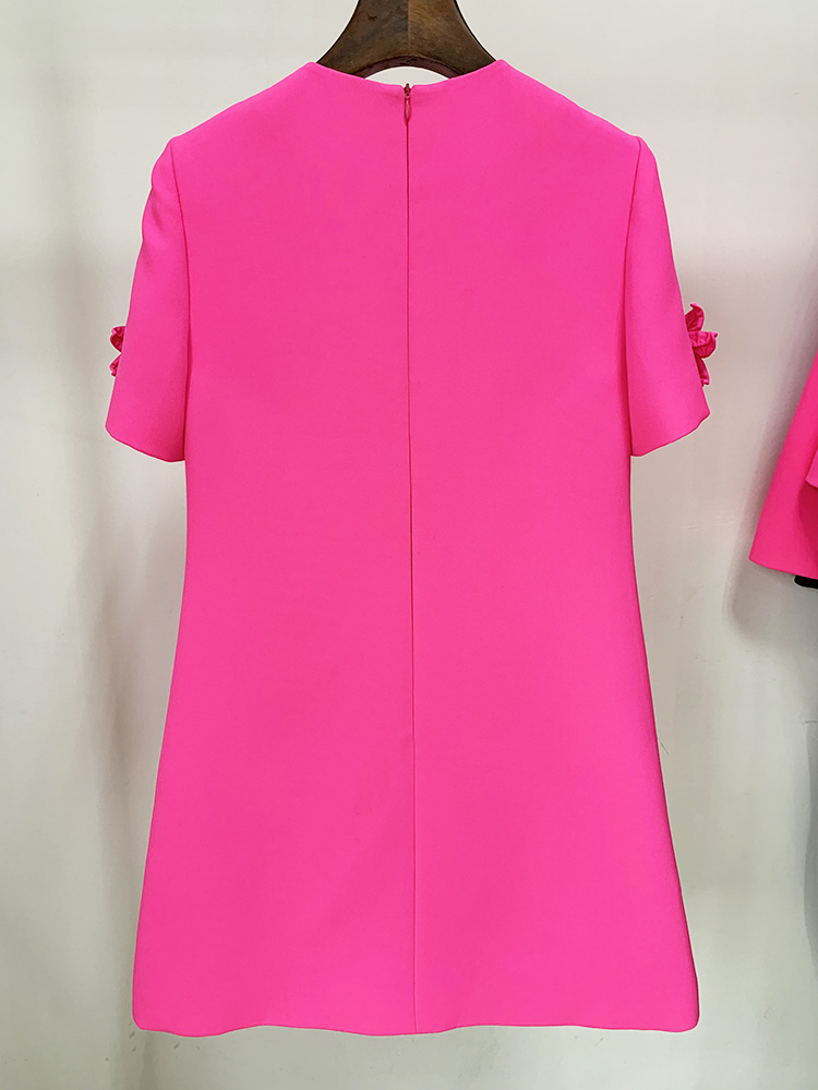 926 2023 Abito da passerella stile milanese Autunno girocollo Manica lunga a metà polpaccio Rosa Marchio Stesso stile Impero Abito da donna Moda AS