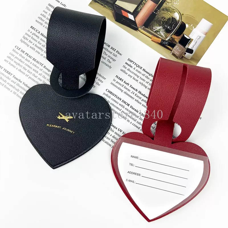 Heart Shape Travel Luggage Tag PU Leather Solid Suitcase Tag Baggage Boarding Label Travel Accessories Packing Bags