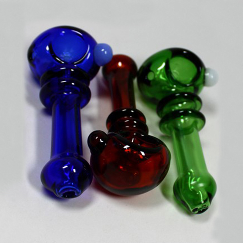 Colorido fumar Pyrex Tubos de vidrio gruesos Portátil Hecho a mano Hierba seca Filtro de tabaco Cuchara Tazón Innovadores Handpipes Bolsillo Titular de cigarrillos DHL