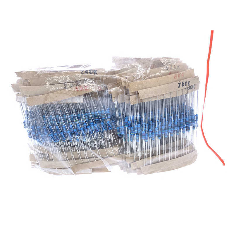 /lote 1/4w 1% pacote de resistor de filme de metal 0,1r-4,7m 122 tipos por 