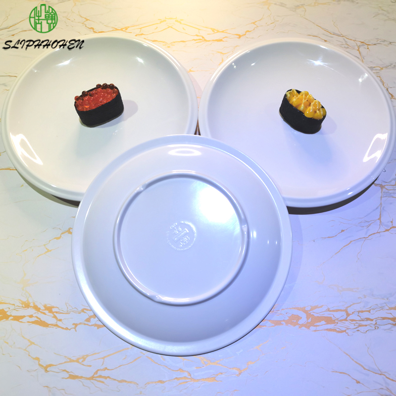 A5 Melamina Placa White Imitação de porcelana Dinnarwware Dinner Plate Restaurant Tableware Round Plate Grande Placa para Comida Ocidental