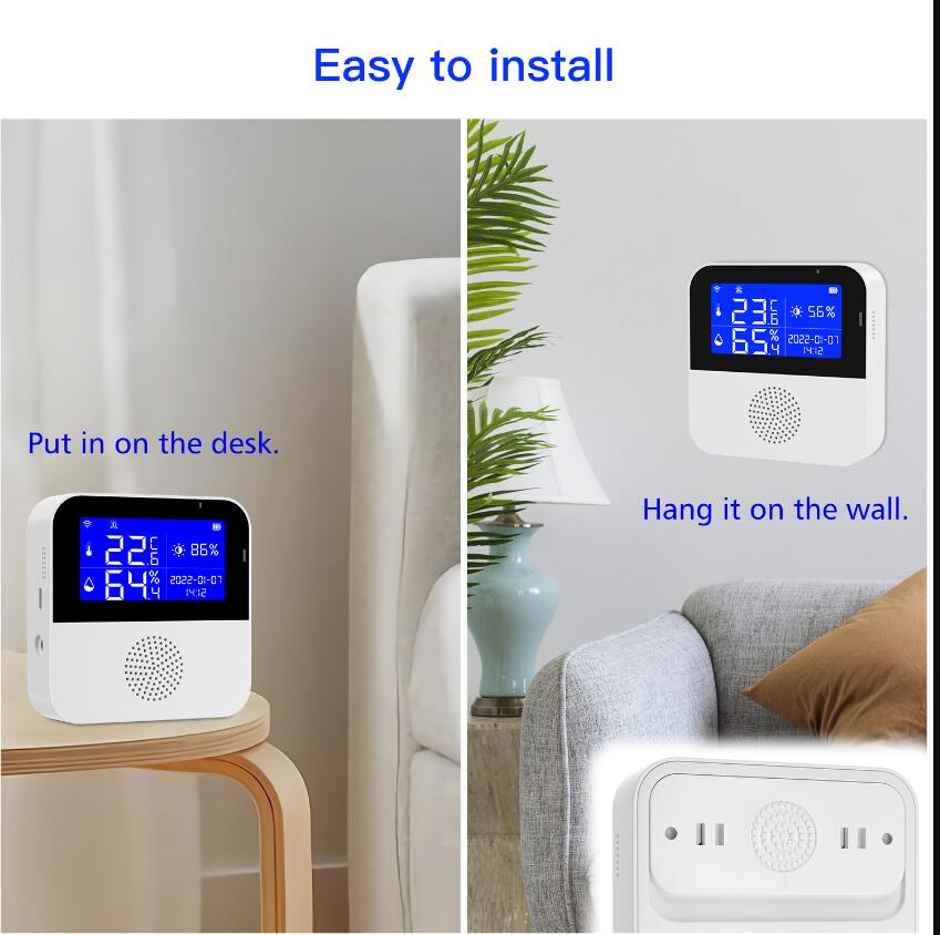 Smart Home Control temperature sensor Tuya WiFi Light and Humidity Detector Color Screen Thermometer Sensor Indoor & Outdoor