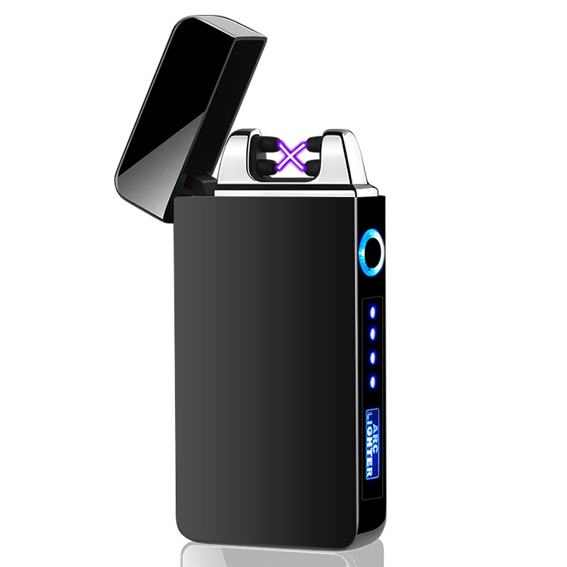 COOL Plus Coloré Alliage De Zinc Briquets Herbe Sèche Tabac USB Batterie De Charge Double ARC Cigarette Fumeur Titulaire Affichage De Puissance Portable Briquet Coupe-Vent DHL