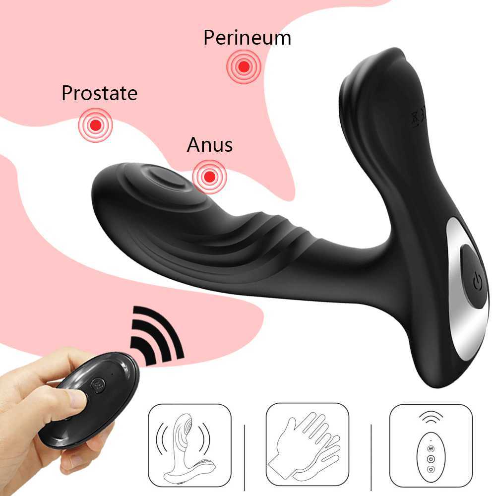 Articles de beauté Masseur de la prostate puissant plug anal vibrateur masturbateur mâle télécommande 12 vitesse vibratrice pour hommes
