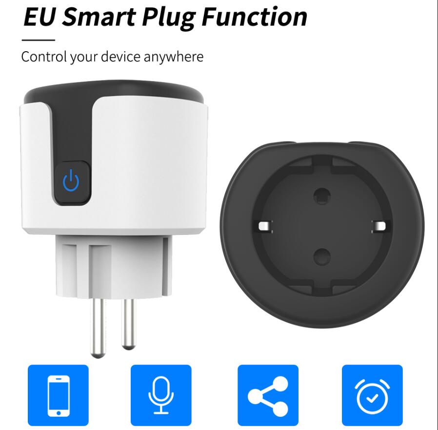 Tuya WiFi Eu Smart Plug 220V 16A 20A 4400W Monitor Wireless Socket Controlke Remote Water Control for Home Alexa