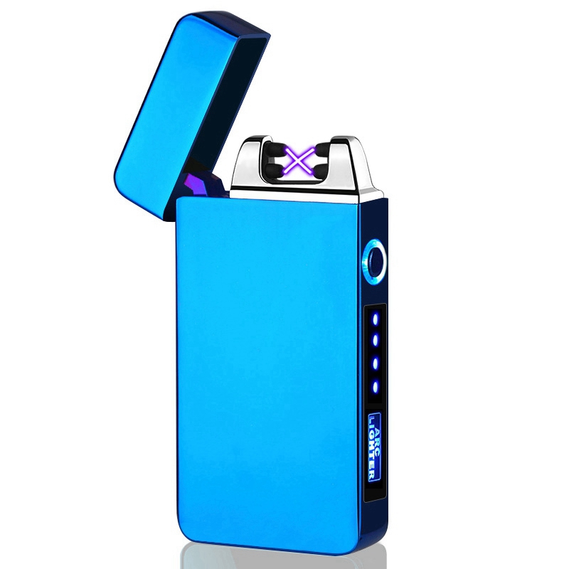 COOL More Colorful Zinc Alloy Lighters Dry Herb Tobacco USB Battery Charging Double ARC Cigarette Smoking Holder Portable Power Display Windproof Lighter