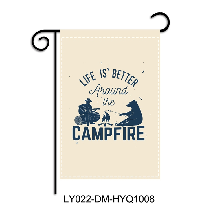 Double Sided Spring Summer Camper Camping Garden Flag for Campsite Vertical Canvas Outdoor Courtyard 12x18inch