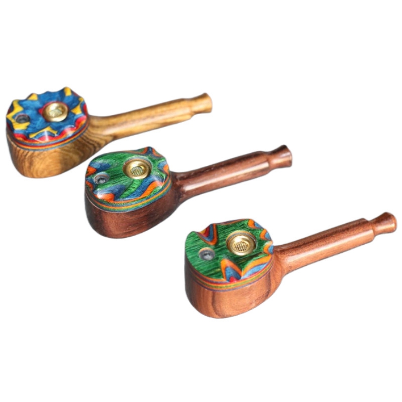 Colorful Natural Wood Pipes Portable Dry Herb Tobacco Rotat Cover Innovative Design Filter Handpipes Handmade Cigarette Wooden Smoking Holder DHL
