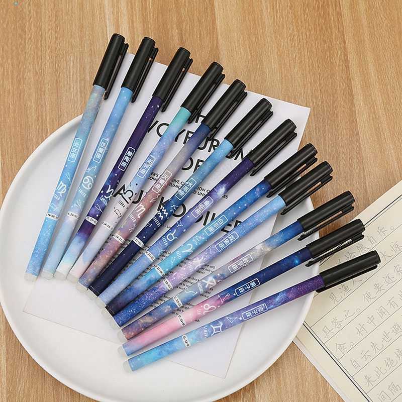 6 Teile/satz Konstellation Löschbaren Gel Stift Blau Schwarz tinte 0,5mm Waschbar Griff Kawaii Stifte Schule Schriftlich Schreibwaren