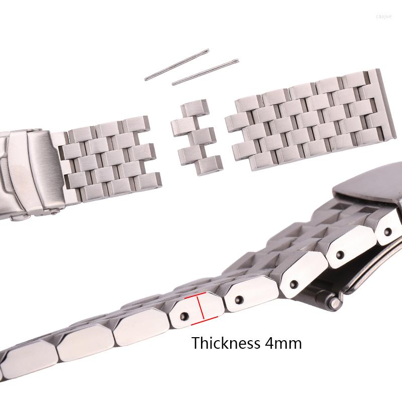 Ремешки для часов из твердого браслета из нержавеющей стали 18 мм, 20 мм, 22 мм, 24 мм, женские и мужские, серебристый, матовый металлический ремешок для часов, аксессуары1854
