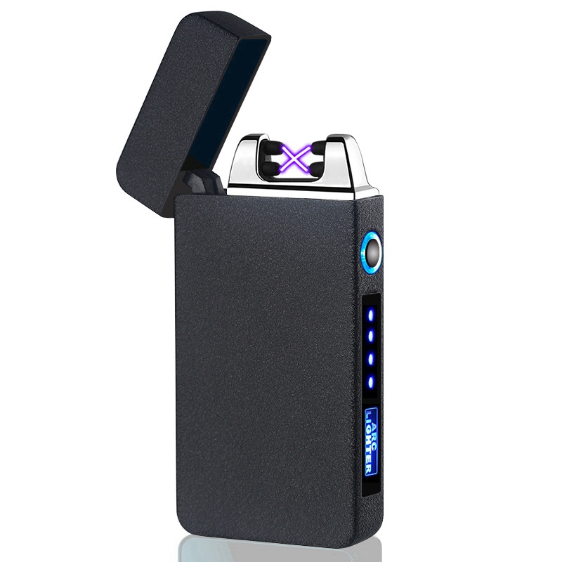 더 냉각 더 화려한 아연 합금 라이터 드라이 허브 담배 USB 배터리 충전 이중 아크 담배 흡연 홀더 휴대용 전원 디스플레이 바람 방전 라이터