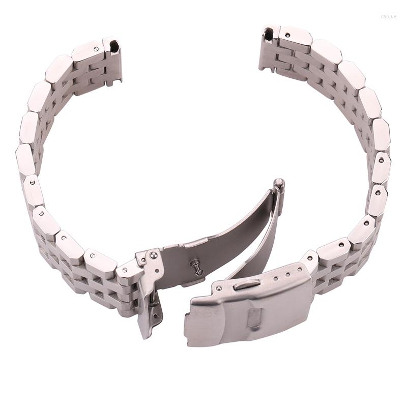 Bracelets de montre Bracelet en acier inoxydable solide Bracelet 18mm 20mm 22mm 24mm femmes hommes argent bracelet de montre en métal brossé accessoires 271O