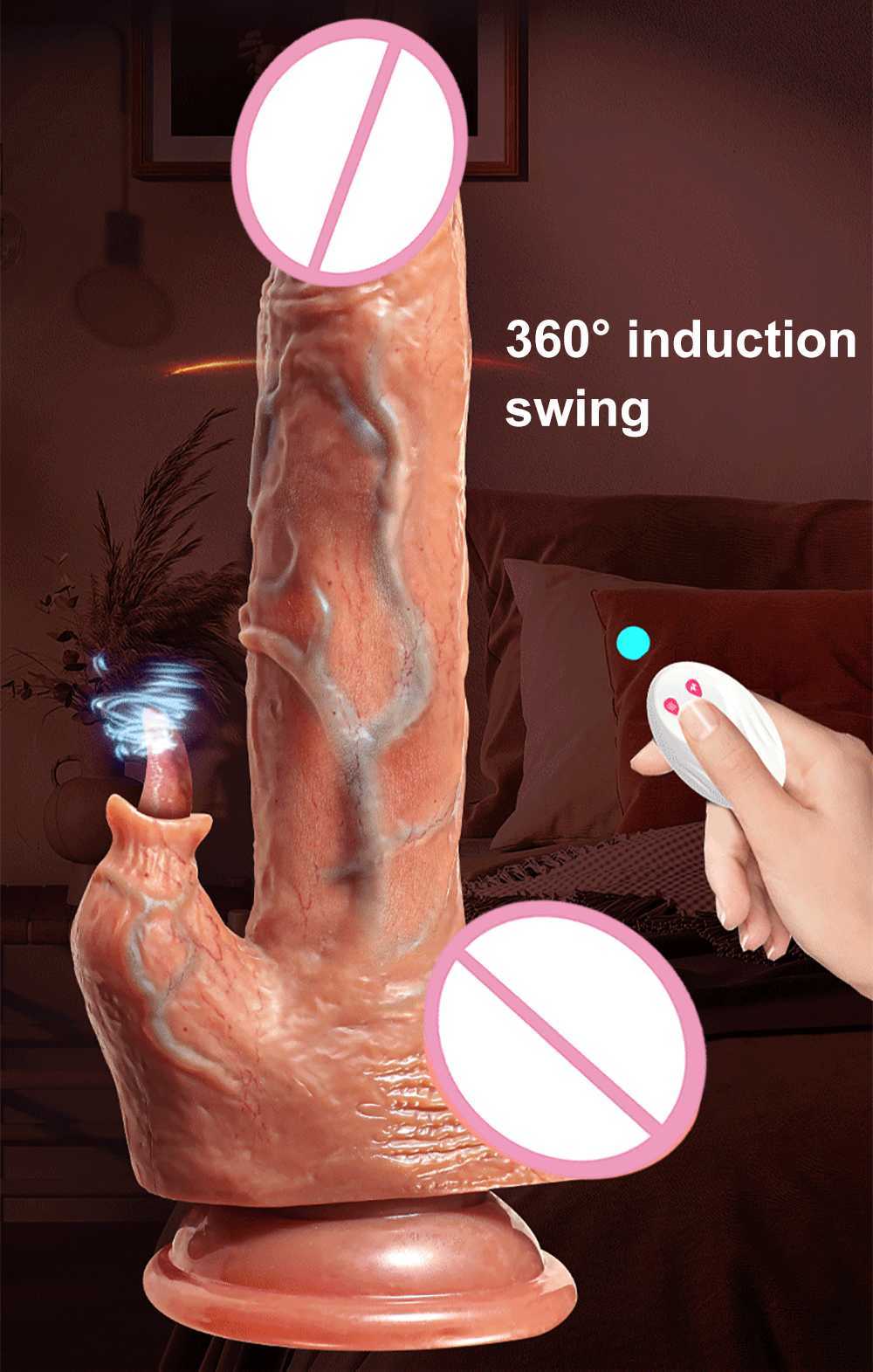 Schoonheidsartikelen draadloze telescopische swing realistische dildo vibrator tong likken likje verwarming penis g spot massage sexy speelgoed voor vrouwelijke mannen