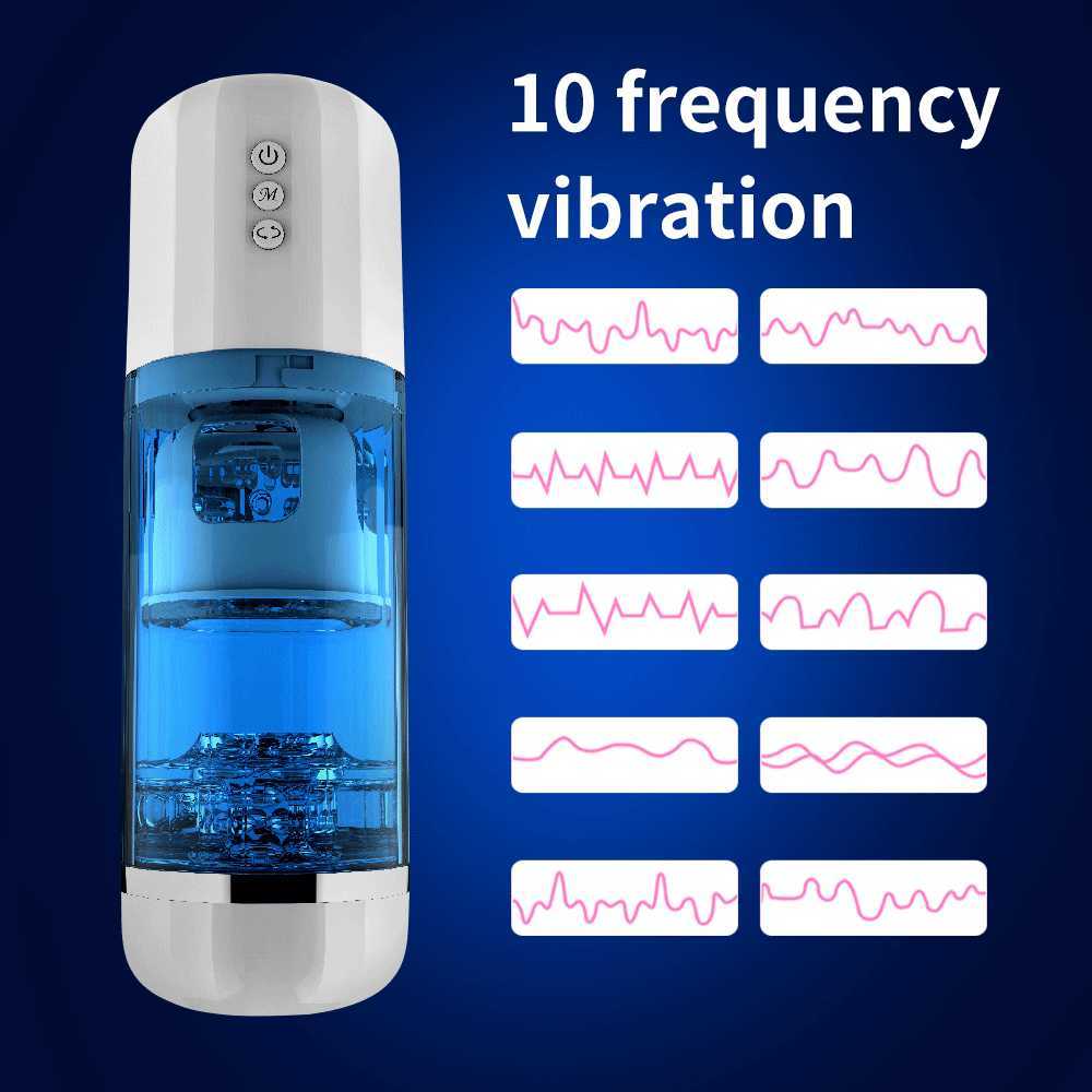 Beauty Items Automatischer 10-Frequenz-Vibrator Penisbewegung Stimulation Masturbation Erwachsene sexy Spielzeuge Männlicher rotierender Saugmasturbator Vagina