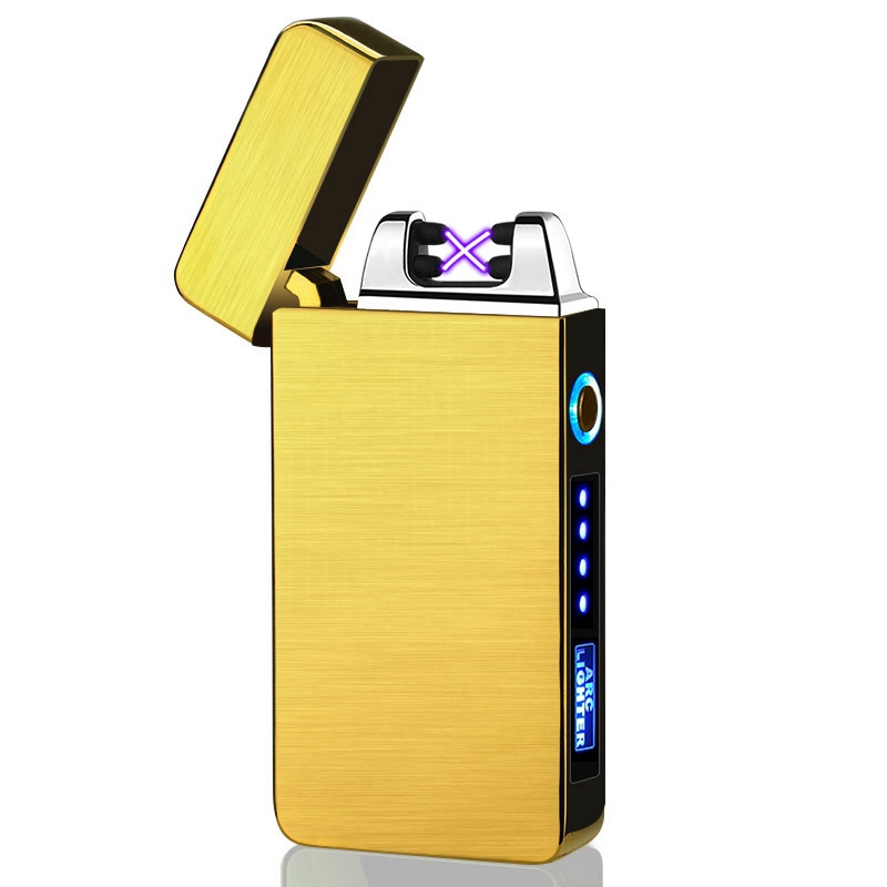 COOL More Colorful Zinc Alloy Lighters Dry Herb Tobacco USB Battery Charging Double ARC Cigarette Smoking Holder Portable Power Display Windproof Lighter