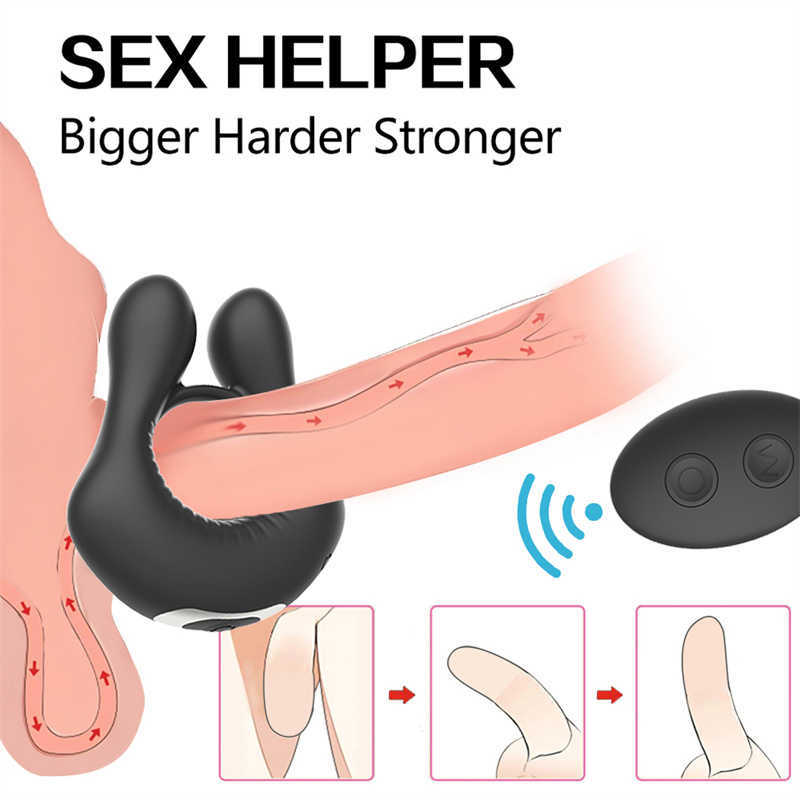 Skönhetsartiklar dildo trådlös fjärrvibrator försenad utlösning kuk ring orgasm prostata massager sexiga leksaker för män julklappar