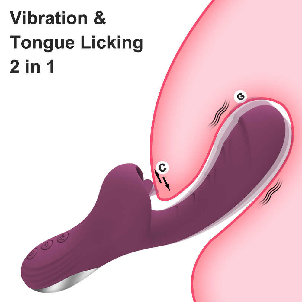Articles de beauté 2 en 1 langue léchant vibrateur gode pour femme G Spot vagin Clitoris masseur jouets sexy marchandises femmes masturbateur
