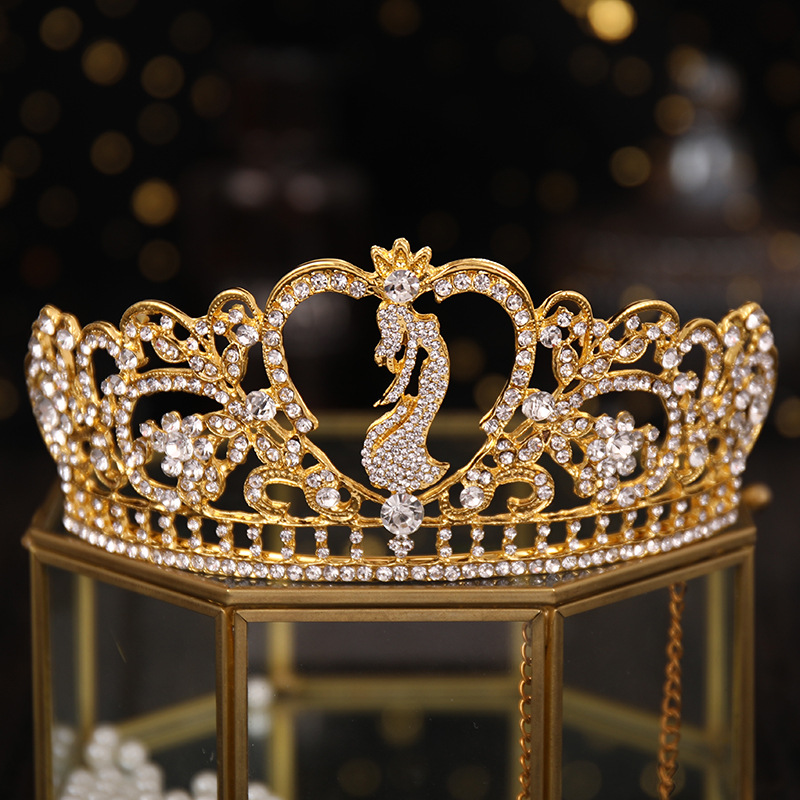 Luksusowy złoty diament Tiara Hair Hoop Crystal Bridal Nekury Crown Cornestone z biżuterią ślubną korony ślubne HEDPIECKY HG630