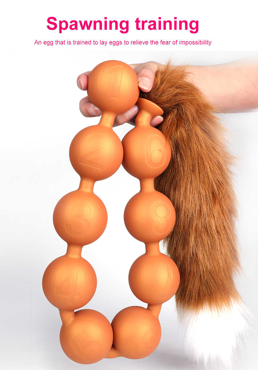 Articles de beauté Énormes perles anales avec queue de renard Expansion de l'anus vaginal Oeuf Silicone Butt Plug Adulte Érotique Cosplay BDSM Jouets sexy pour hommes femmes