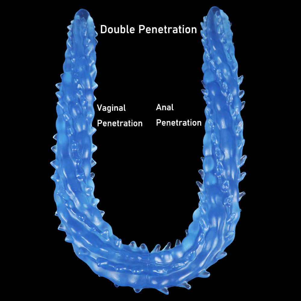 الجمال عناصر 24 بوصة دسار مزدوج دسار تحفيز فتحة الشرج المهبل الناعمة القضيب الأشواك