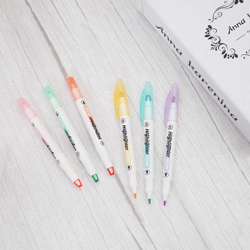 Unique Window Tip Highlighter Pen Double Head Pastel Color Midline highlighters Marker School Stationery Supplies