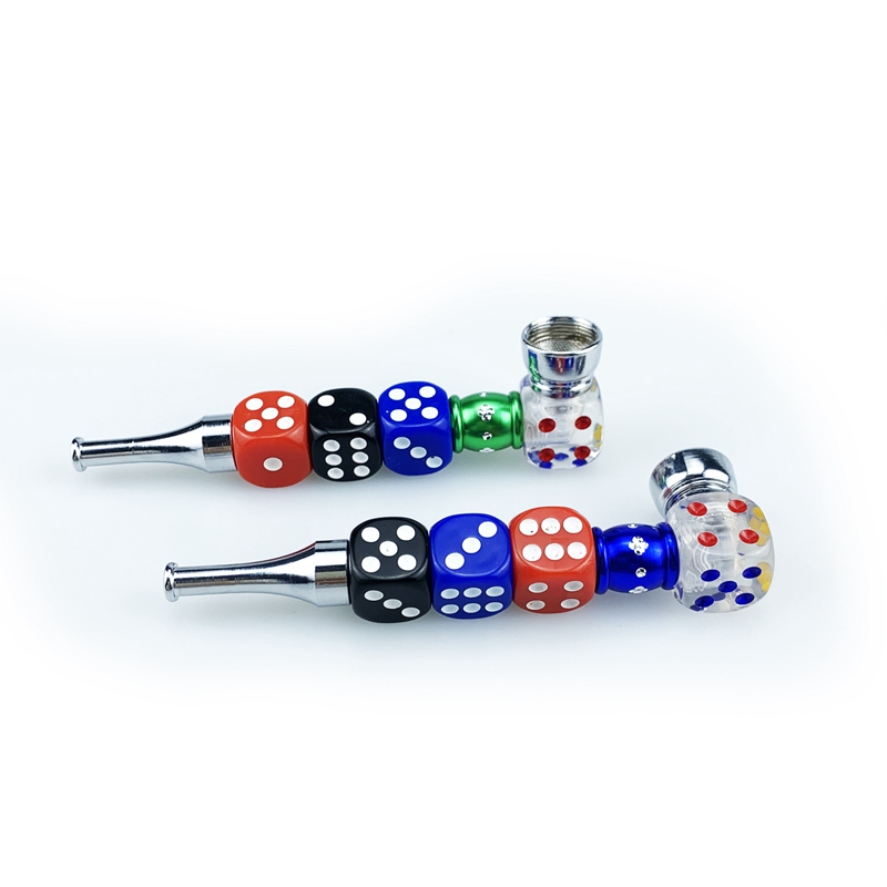 Colorful Dice Shape Hand Pipes Portable Removable Filter Silver Screen Bowl Innovative Design Smoking Handpipes Cigarette Long Holder DHL