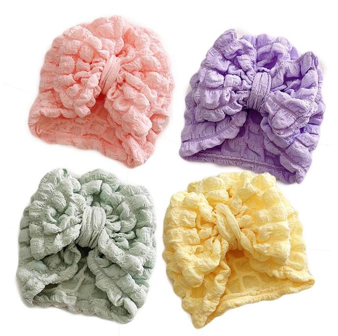 Bubble print beanie voor babymeisjes grote bowknot tulband hoed kinderen India