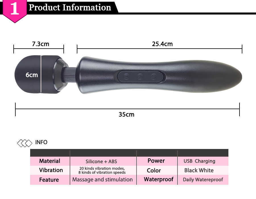 Schoonheidsartikelen AV Vibrator Masturbator G Spot Clitoris Stimulator 20 Modi Krachtige toverstok voor vrouwen Body Massager USB -opladen Adult Sexy Toys